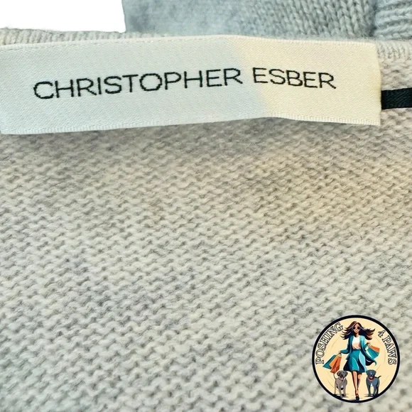 Christopher Esber Wool Cashmere Cut Out Multipanel Tunic Sweater in Grey Size M